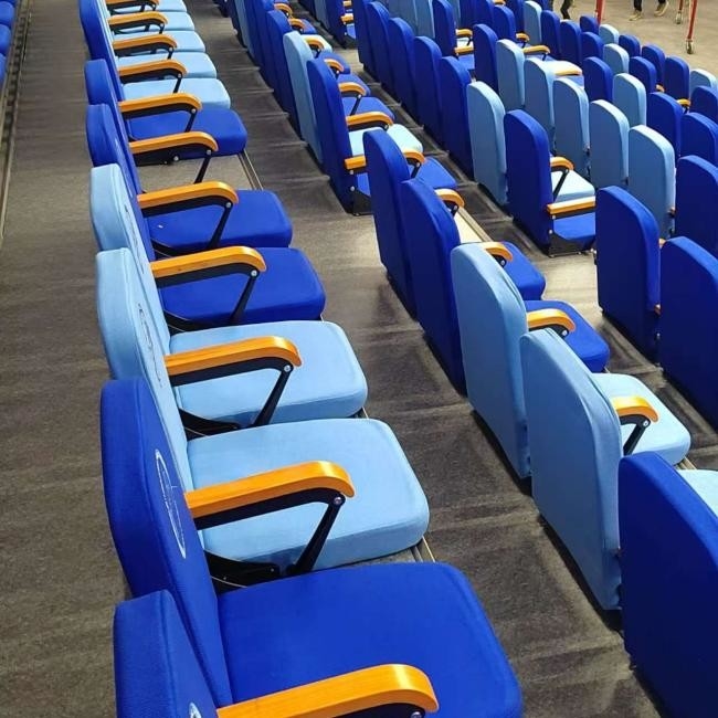 Indoor Telescopic Bleacher Seating with Customized Size and Aisle Handrail Accessories for Events
